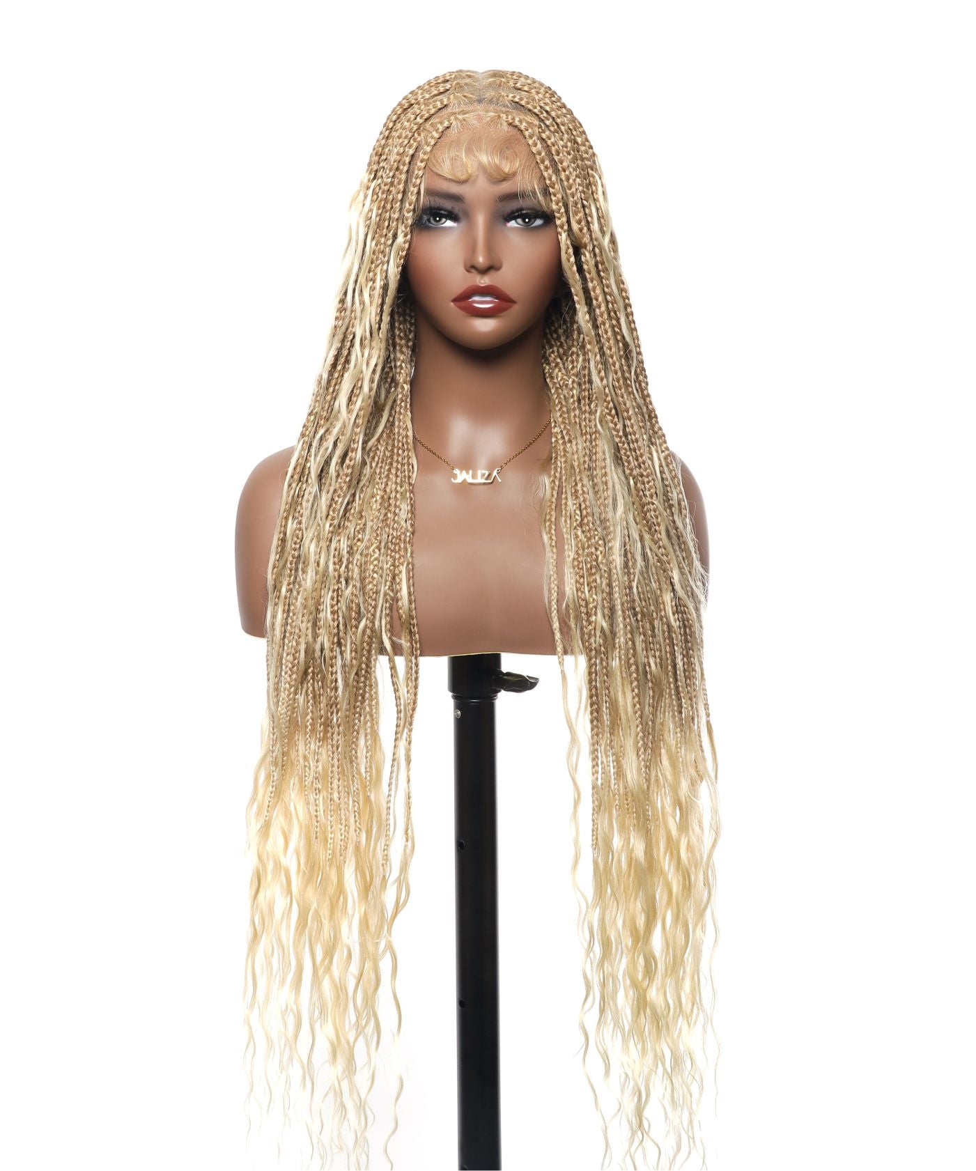 HD Full Lace Human Hair Boho Curls 36" Knotless Boho Box Braided Wig