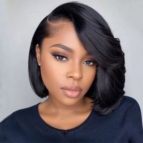 Straight Blow Out Hair Cut Bob Wig Pre-Cut HD Lace Wear Go Glueless Wig