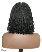 Nina - Short Pre Bleached HD Full Lace Knotless Box Braided Wig With Human Hair Curly Ends