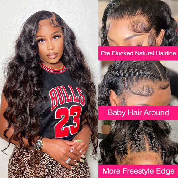 Body Wave Lace Front Wig Skin Melt HD Lace Wigs Brazilian Human Virgin Hair Natural Black