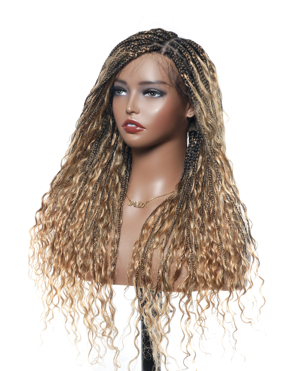 Pre Bleached Human Hair Lace Base 24" HD Full Lace Human Hair Curls Boho Box Braided Wig