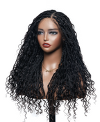 Pre Bleached Human Hair Lace Base 24" HD Full Lace Human Hair Curls Boho Box Braided Wig