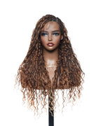 Glueless 16"-24" Pre Cut HD Full Elastic Lace Human Hair Boho Curls Lightweight Ready-To-Go Braided Wig (Lace Not Hand Tied)