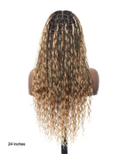 Kiki - 12"-36" Human Hair Deep Wave Curls Pre Bleached Knotless HD Full Lace Boho Box Braided Wig