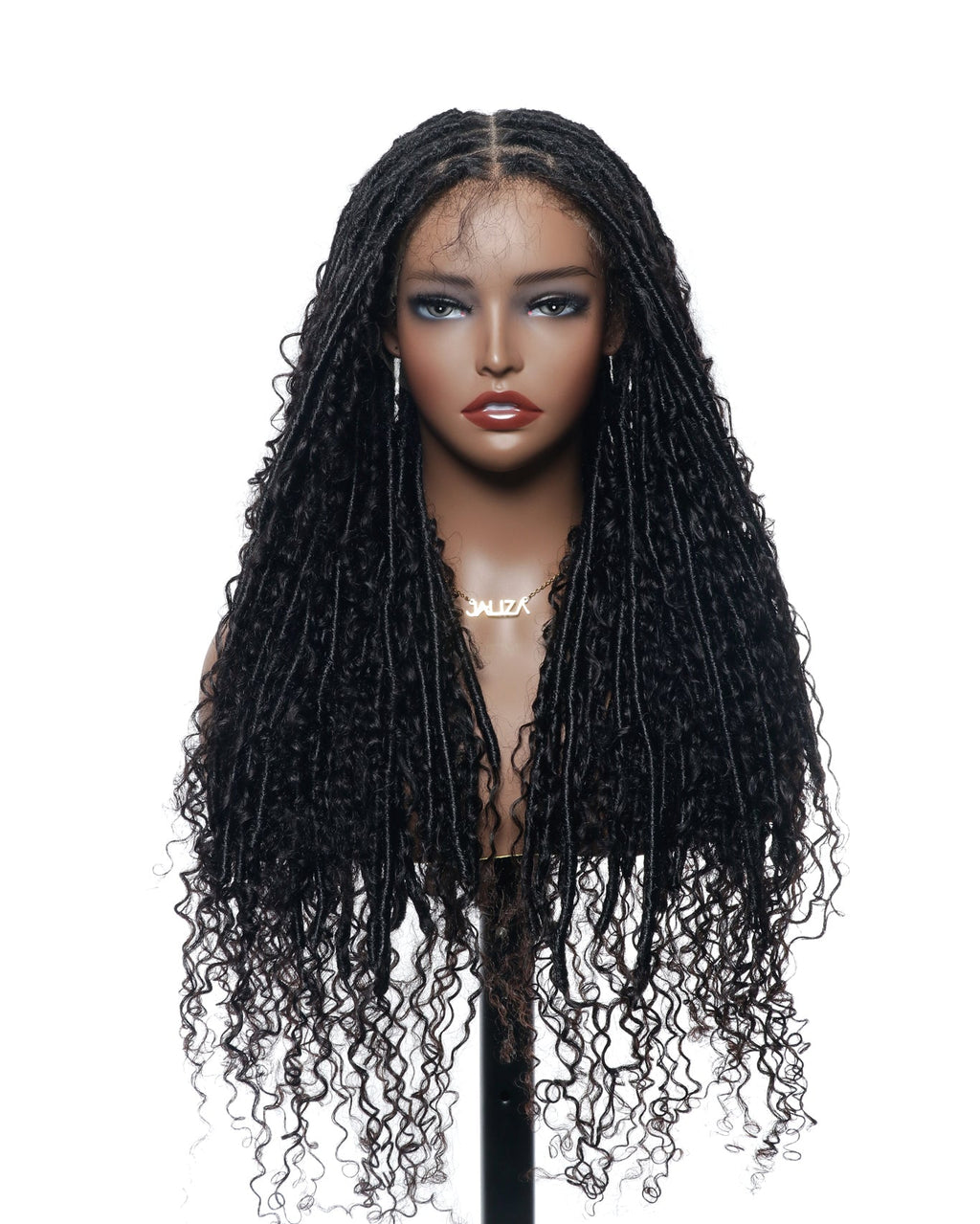 Salon-Level Knotless Boho Style Silky Soft Locs 28" HD Full Lace Human Hair Boho Curls 100 Strands Wig