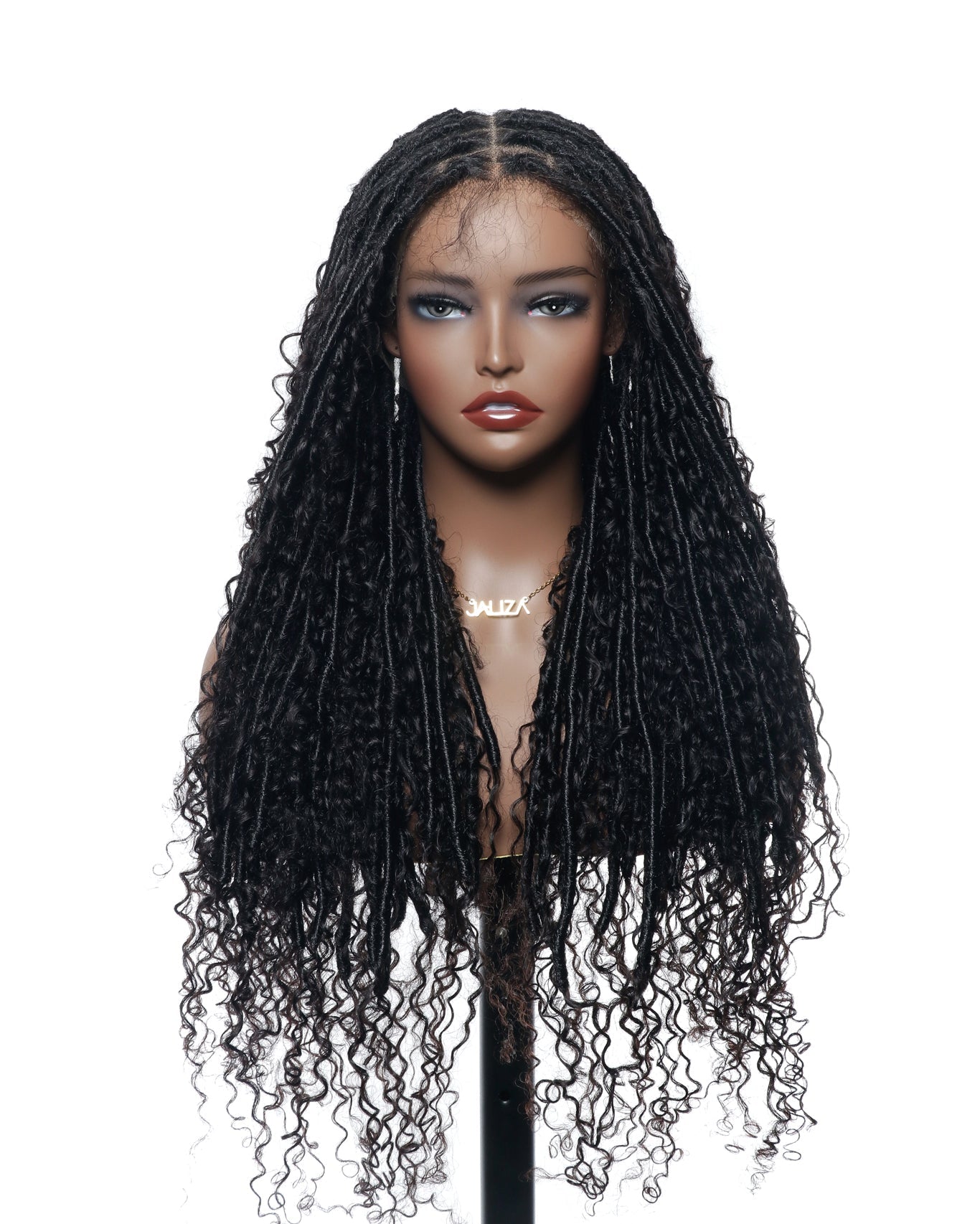 Salon-Level Knotless Boho Style Silky Soft Locs 28" HD Full Lace Human Hair Boho Curls 100 Strands Wig