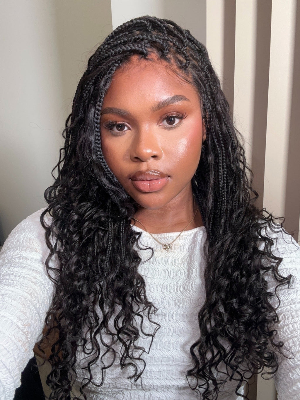 Kiki - 12"-36" Human Hair Deep Wave Curls Pre Bleached Knotless HD Full Lace Boho Box Braided Wig