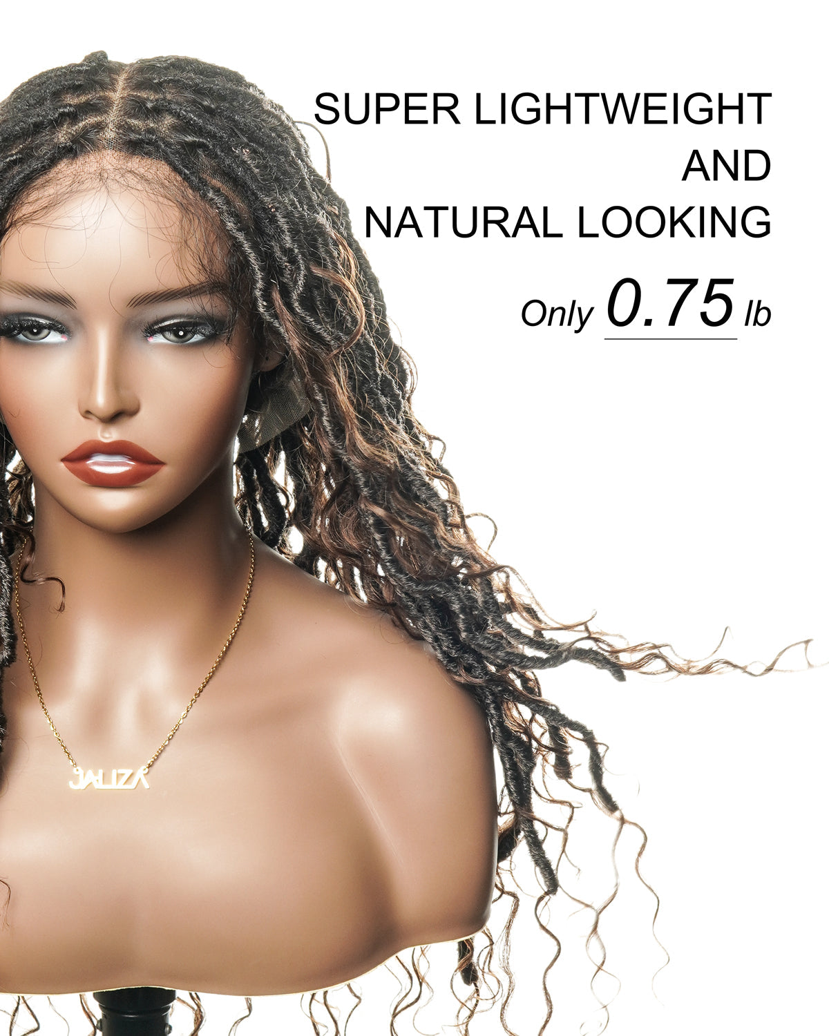 Salon-level Knotless Boho Locs HD Full Lace Human Hair Boho Curls 80 Strands Braided Wig