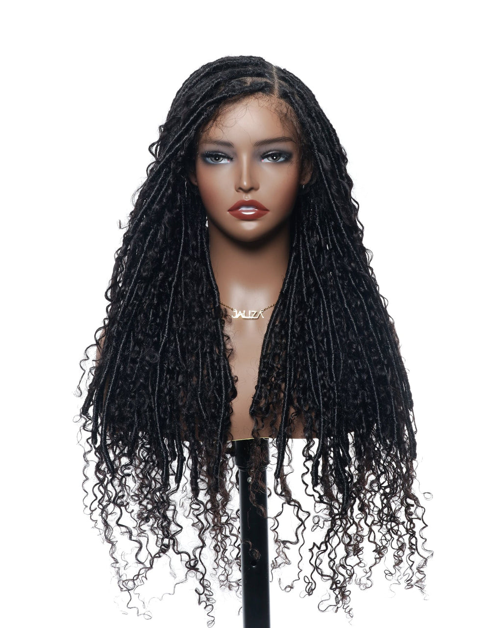 Salon-Level Knotless Boho Style Silky Soft Locs 28" HD Full Lace Human Hair Boho Curls 100 Strands Wig
