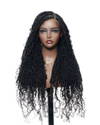 Salon-Level Knotless Boho Style Silky Soft Locs 28" HD Full Lace Human Hair Boho Curls 100 Strands Wig