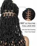 Lola - 16" Pre Bleached HD Full Lace Boho Locs Wig With Human Hair Boho Curls