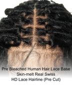 Lola - 16" Pre Bleached HD Full Lace Boho Locs Wig With Human Hair Boho Curls