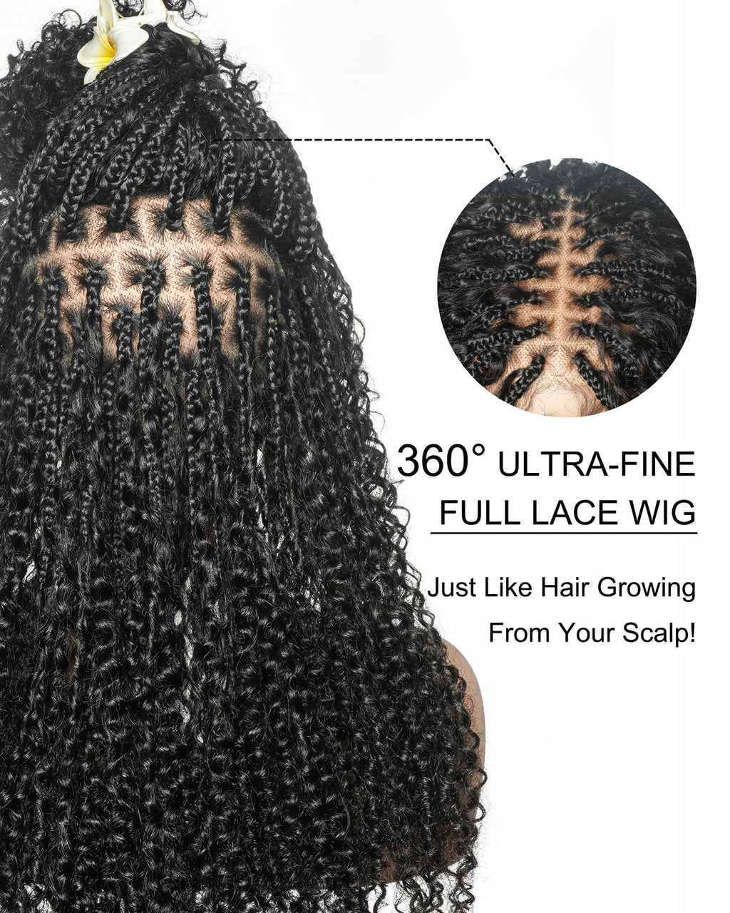 Lulu - Bora Bora Pre Bleached HD Full Lace Human Hair Curly Wave Boho Box Braided Wig