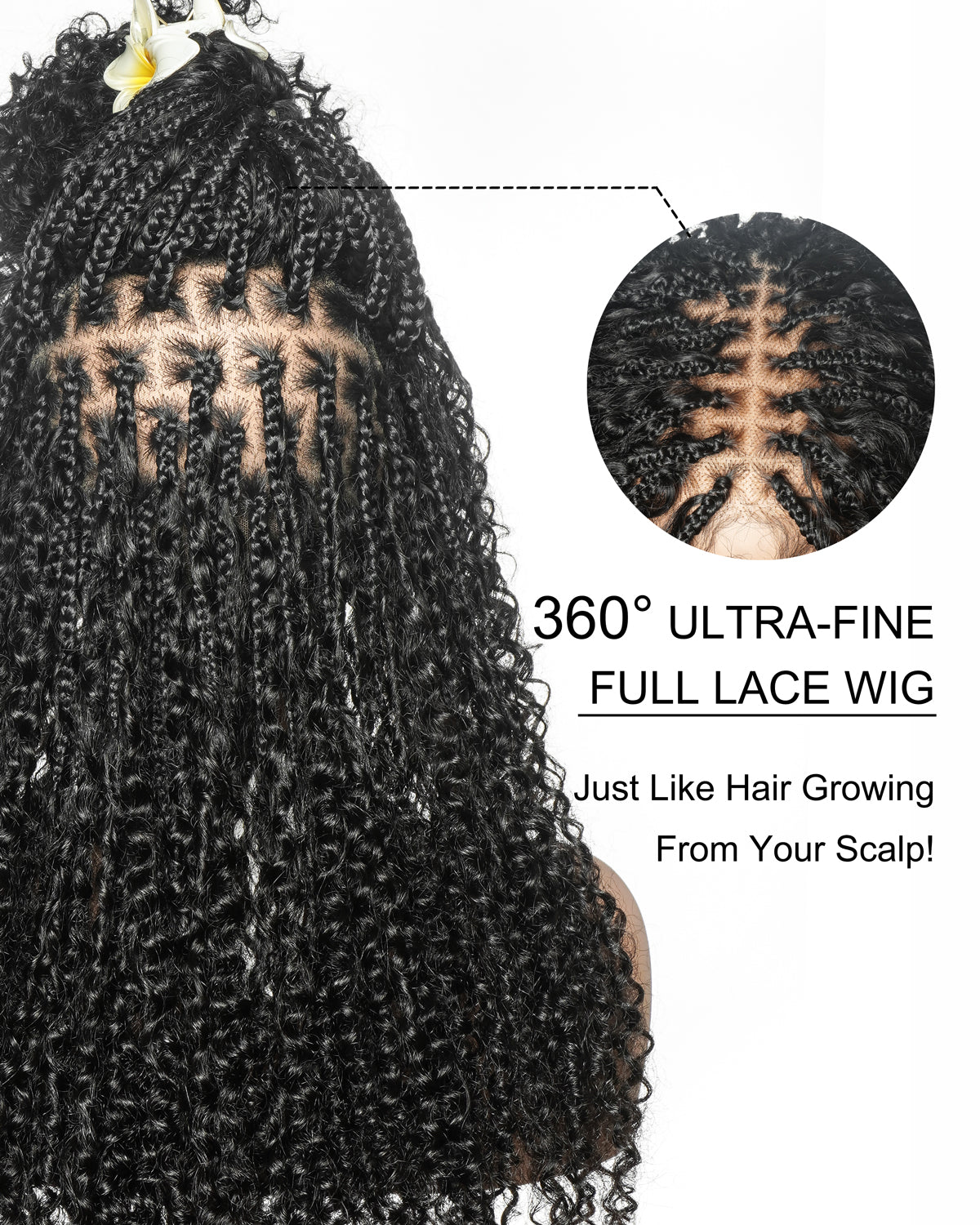 Lulu - Bora Bora Pre Bleached HD Full Lace Human Hair Curly Wave Boho Box Braided Wig