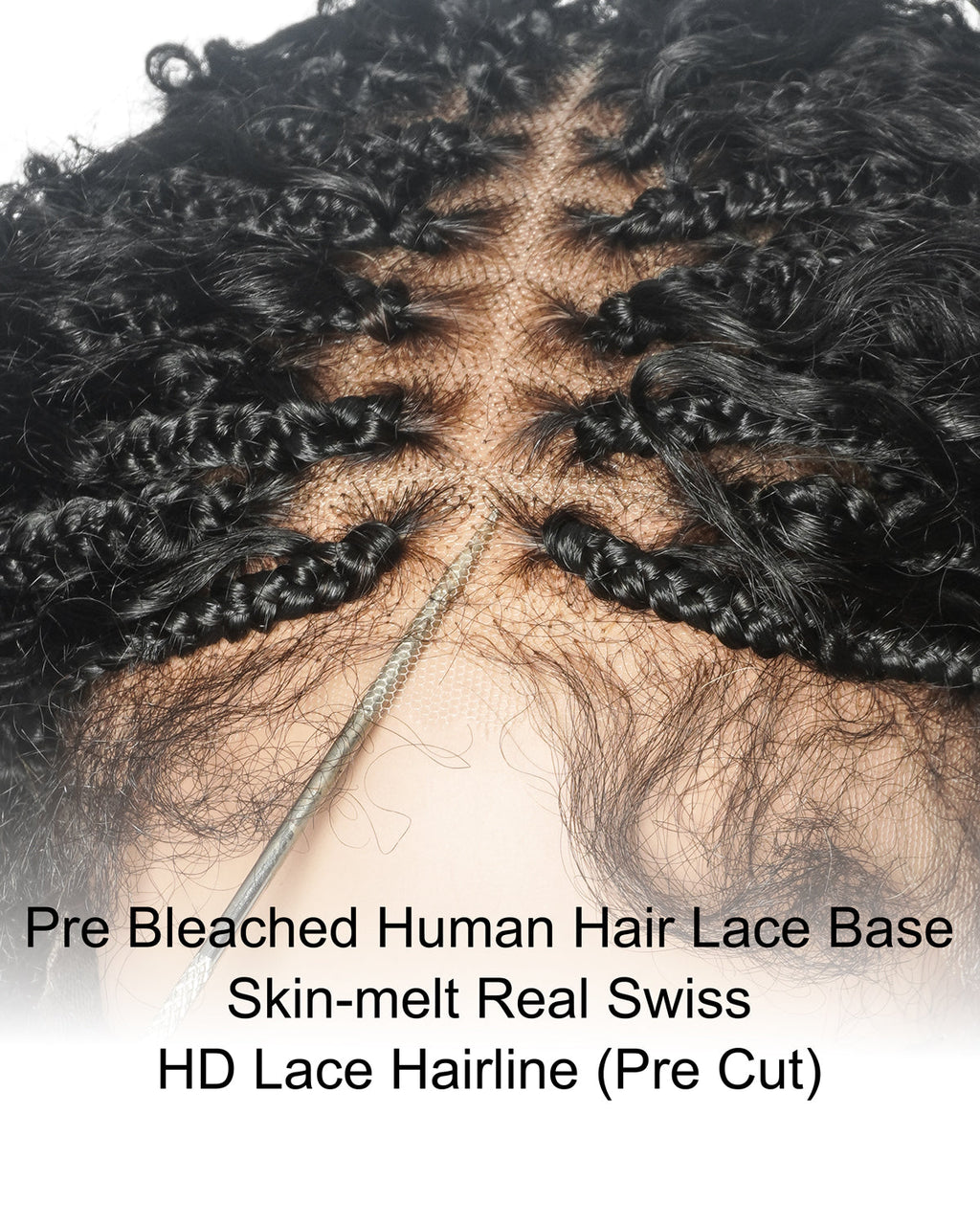 Lulu - Bora Bora Pre Bleached HD Full Lace Human Hair Curly Wave Boho Box Braided Wig