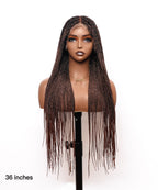 Large Head Size Exclusive - 36 inches Pre Bleached Human Hair Lace Knotless Box Braided Wig with Human Baby Hair