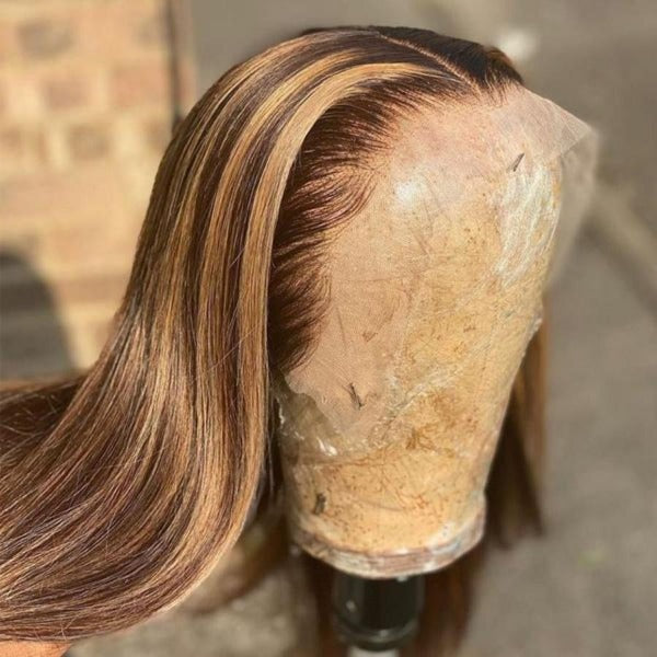 Highlight Straight 13x4 Lace Closure Wigs Human Virgin Hair Lace Front Wigs