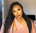 Large Head Size Exclusive - 36 inches Pre Bleached Human Hair Lace Knotless Box Braided Wig with Human Baby Hair