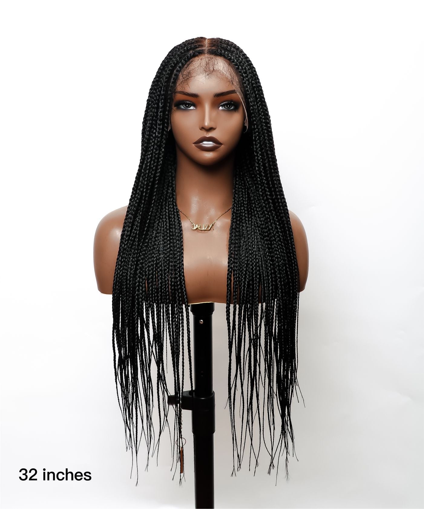 Large Head Size Exclusive - 36 inches Pre Bleached Human Hair Lace Knotless Box Braided Wig with Human Baby Hair