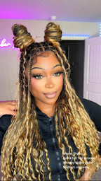 Pre Bleached Human Hair Lace Base 24" HD Full Lace Human Hair Curls Boho Box Braided Wig