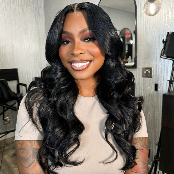 Body Wave Glueless Pre-Cut 9x6 T Part Lace Frontal Look Wear Go Wig