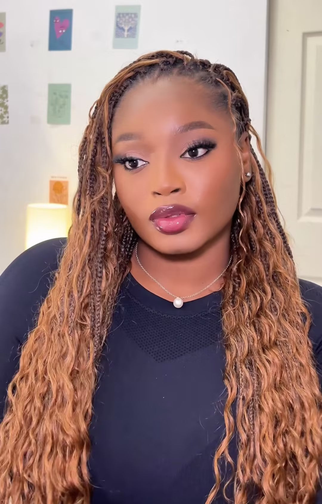 24" Pre Looped Crochet Boho Box Braids With Human Hair Curls - 80 strands/Pack