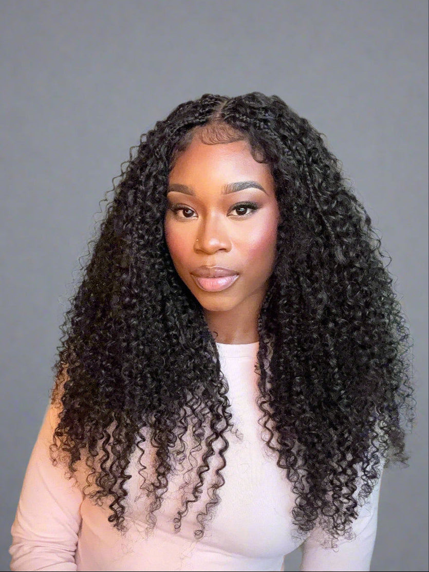 Lulu - Bora Bora Pre Bleached HD Full Lace Human Hair Curly Wave Boho Box Braided Wig