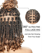 Nina - Short Pre Bleached HD Full Lace Knotless Box Braided Wig With Human Hair Curly Ends