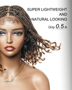 Nina - Short Pre Bleached HD Full Lace Knotless Box Braided Wig With Human Hair Curly Ends