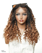 Nina - Short Pre Bleached HD Full Lace Knotless Box Braided Wig With Human Hair Curly Ends