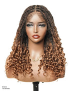 Nina - Short Pre Bleached HD Full Lace Knotless Box Braided Wig With Human Hair Curly Ends