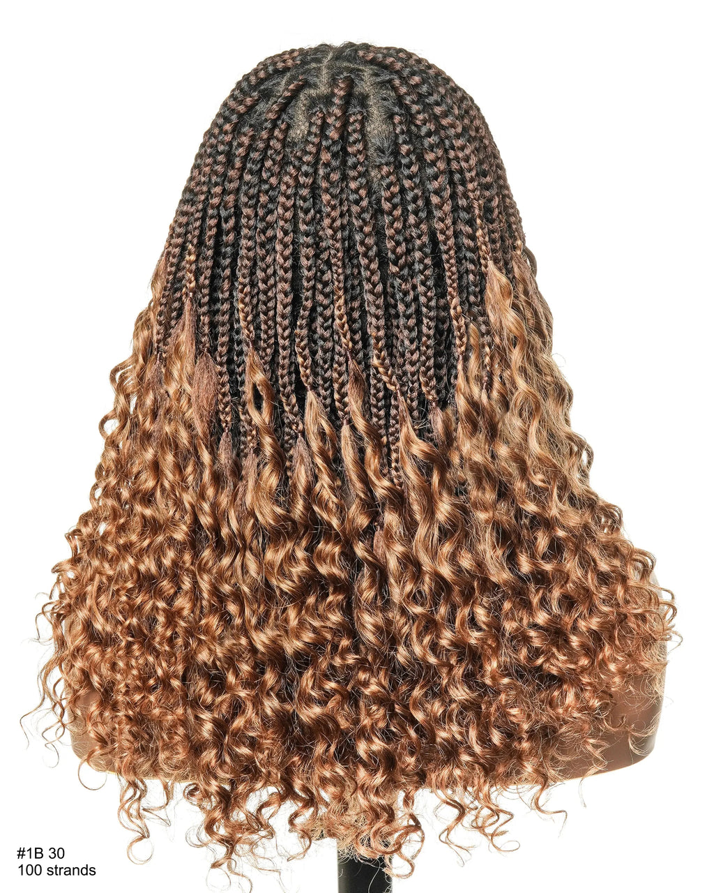 Nina - Short Pre Bleached HD Full Lace Knotless Box Braided Wig With Human Hair Curly Ends