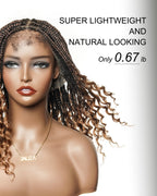 Nina - Short Pre Bleached HD Full Lace Knotless Box Braided Wig With Human Hair Curly Ends