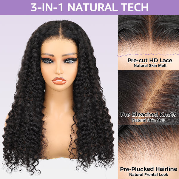Deep Wave Pre Bleached Hair Knots Wear Go Wig Human Hair 13x4 13x6 HD Lace Frontal Wig With Elastic Drawstring