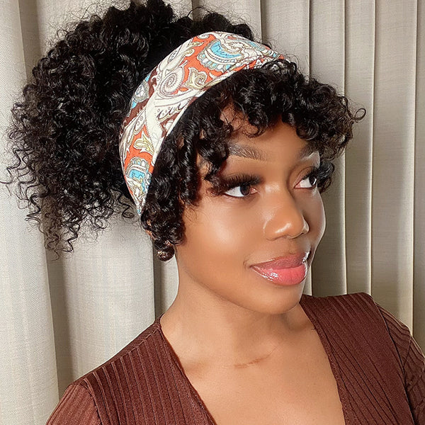 Throw On & Go Deep Wave No Lace Glueless Long Headband Wig 100% Human Hair