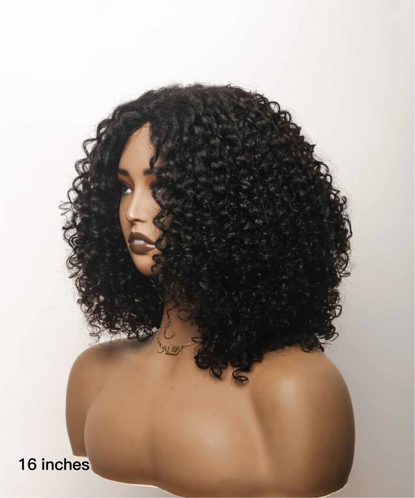 14" Glueless 100% Virgin Human Hair Afro Curly Bob Wig (for US Market Only)