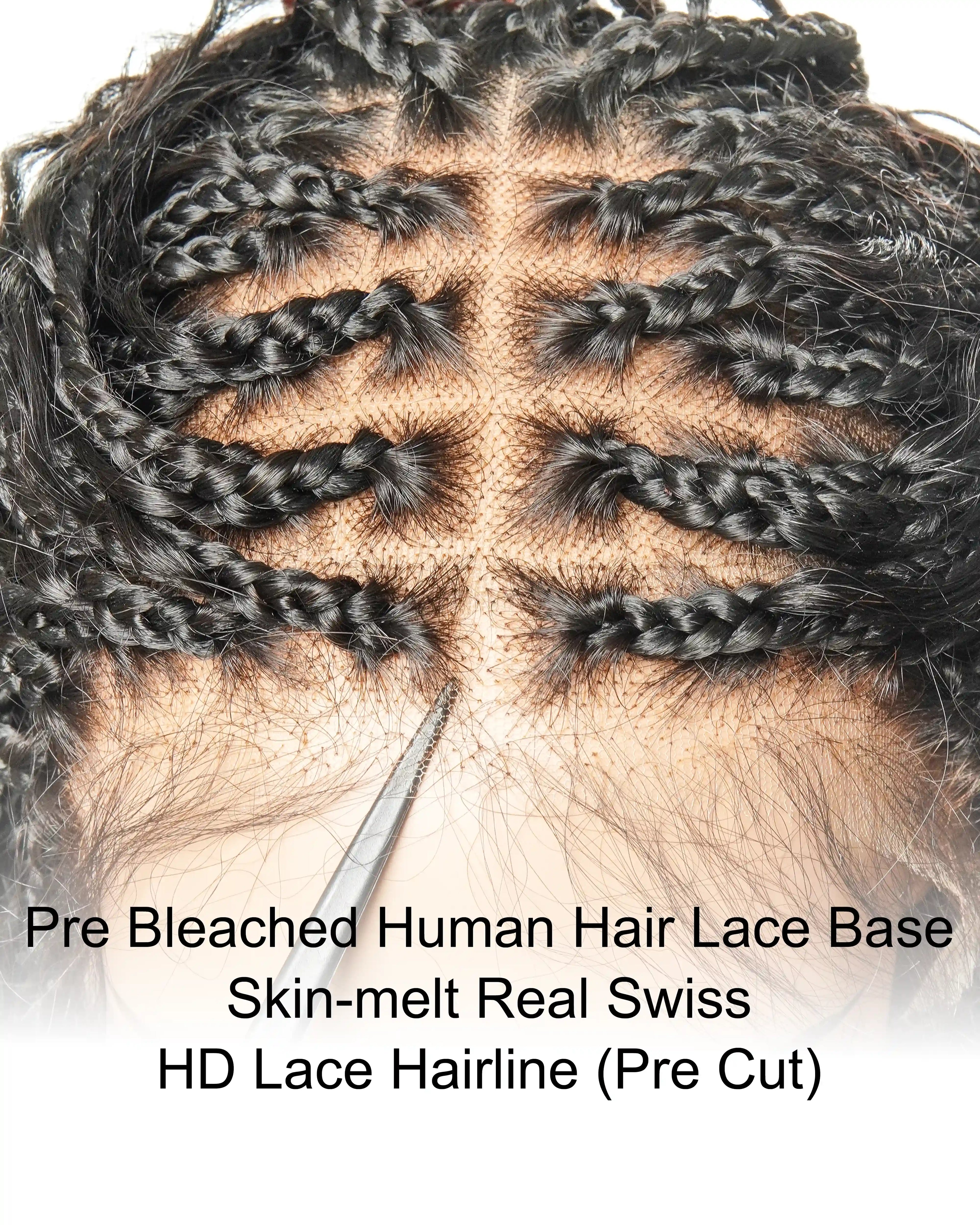Michelle - Bora Bora Human Hair Body Wave Pre Bleached HD Full Lace Boho Box Braided Wig