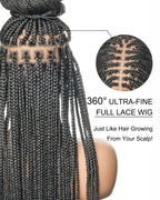 36" Pre Bleached Human Hair HD Lace Lightweight Knotless Box Braided Wig 100 Strands