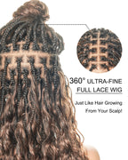 Kiki - 16" Pre Bleached HD Full Lace Human Hair Curls HD Full Lace Knotless Boho Box Braided Wig