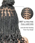 Nina - Short Pre Bleached HD Full Lace Knotless Box Braided Wig With Human Hair Curly Ends