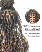 Salon-level Knotless Boho Locs HD Full Lace Human Hair Boho Curls 80 Strands Braided Wig