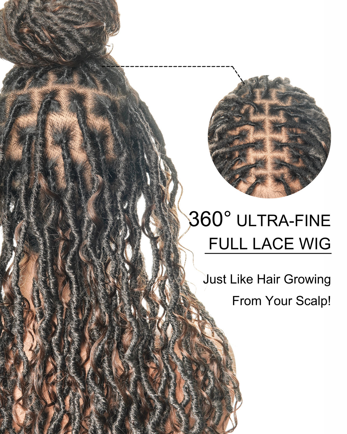 Salon-level Knotless Boho Locs HD Full Lace Human Hair Boho Curls 80 Strands Braided Wig