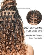 Lola - 16" Pre Bleached HD Full Lace Boho Locs Wig With Human Hair Boho Curls