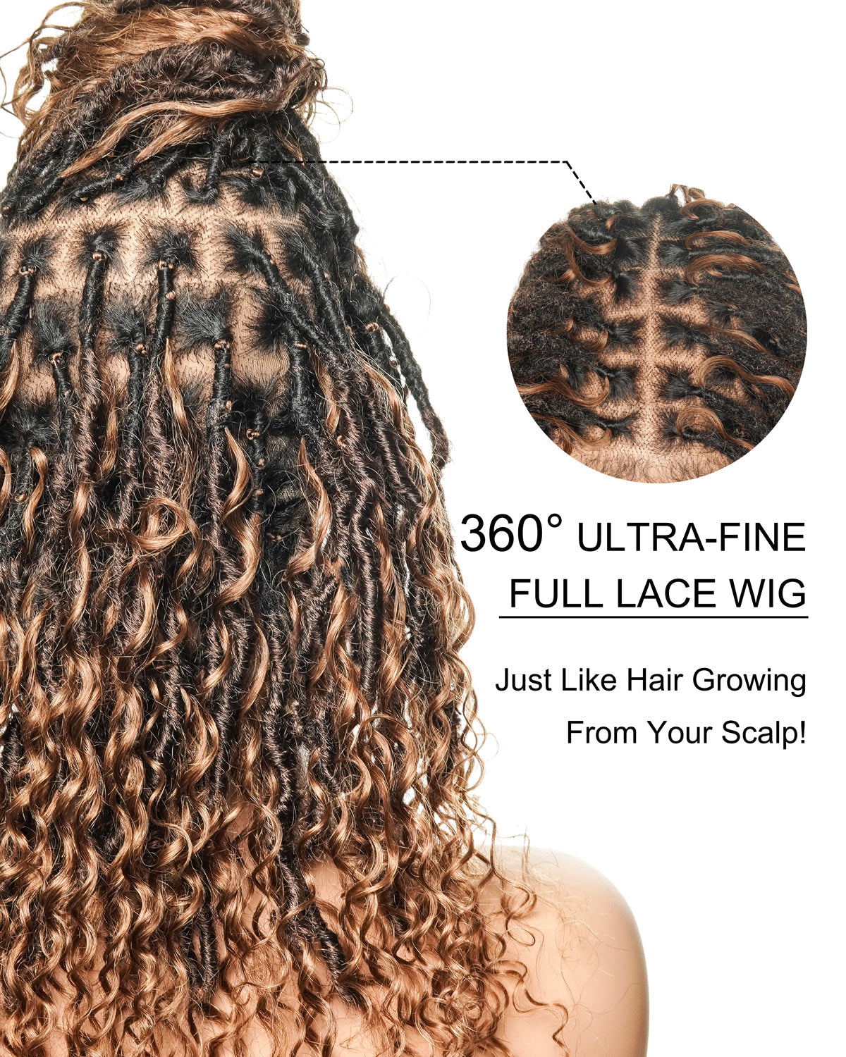 Lola - 16" Pre Bleached HD Full Lace Boho Locs Wig With Human Hair Boho Curls