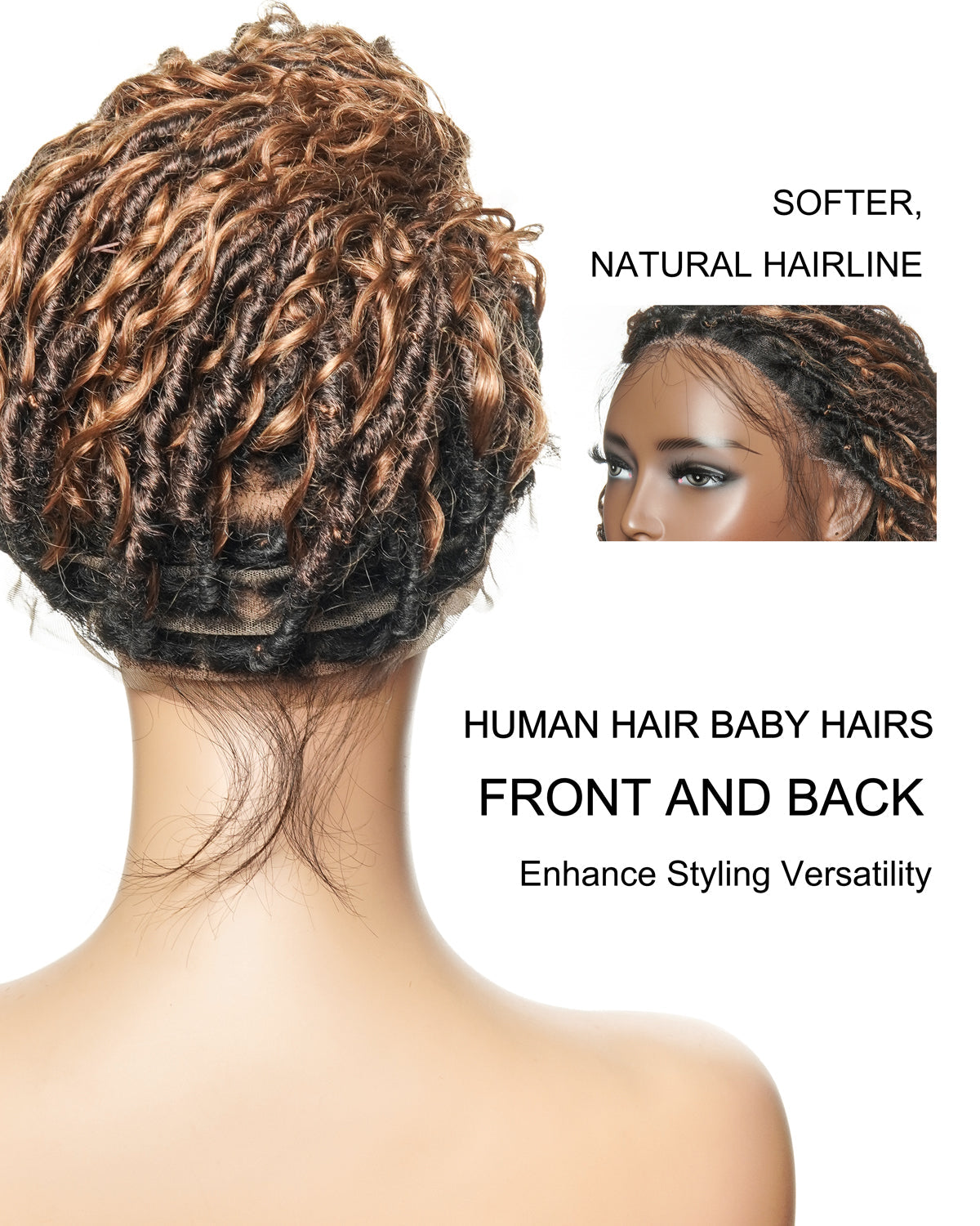 Lola - 16" Pre Bleached HD Full Lace Boho Locs Wig With Human Hair Boho Curls