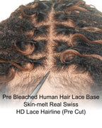 Lola - 16" Pre Bleached HD Full Lace Boho Locs Wig With Human Hair Boho Curls