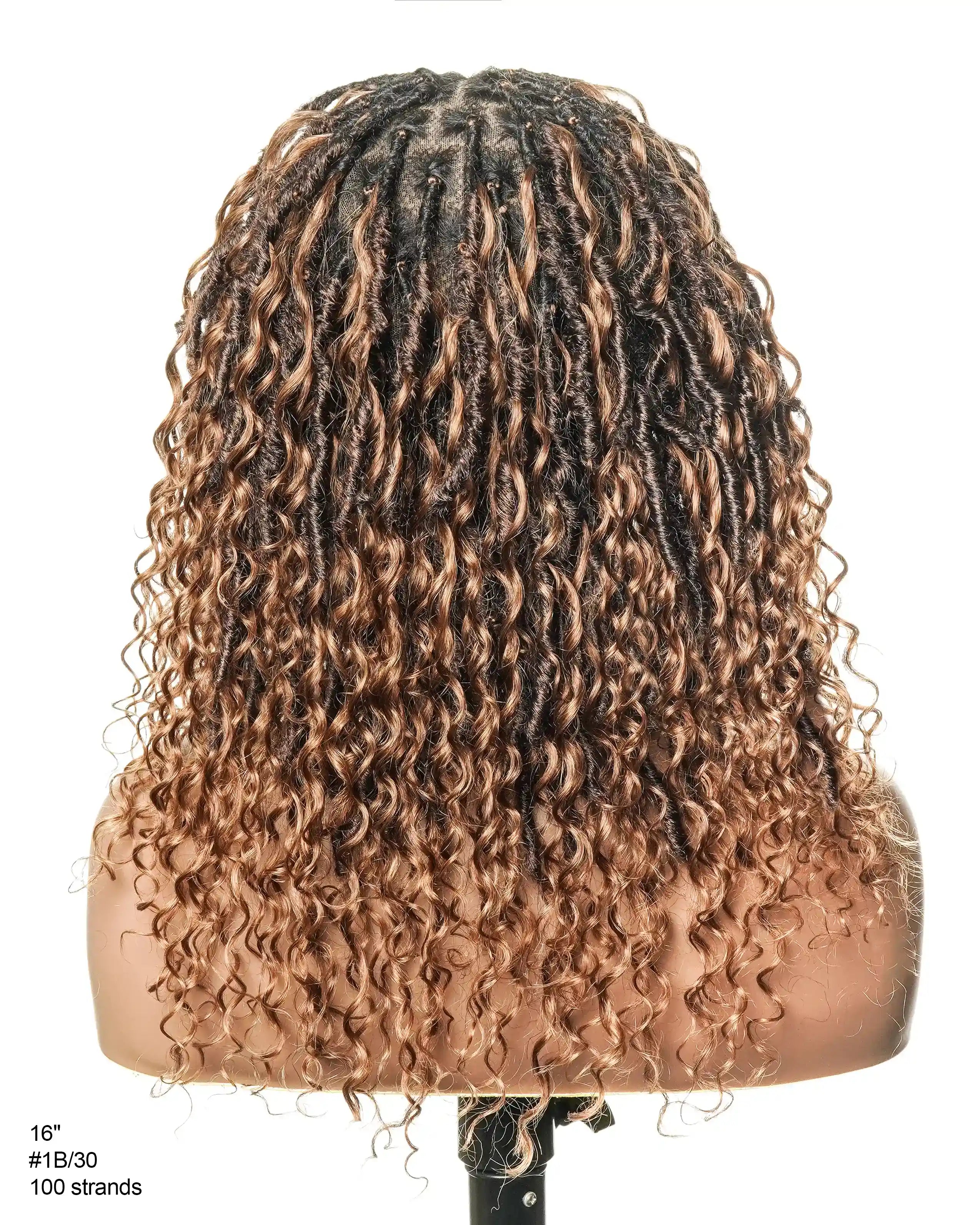 Lola - 16" Pre Bleached HD Full Lace Boho Locs Wig With Human Hair Boho Curls