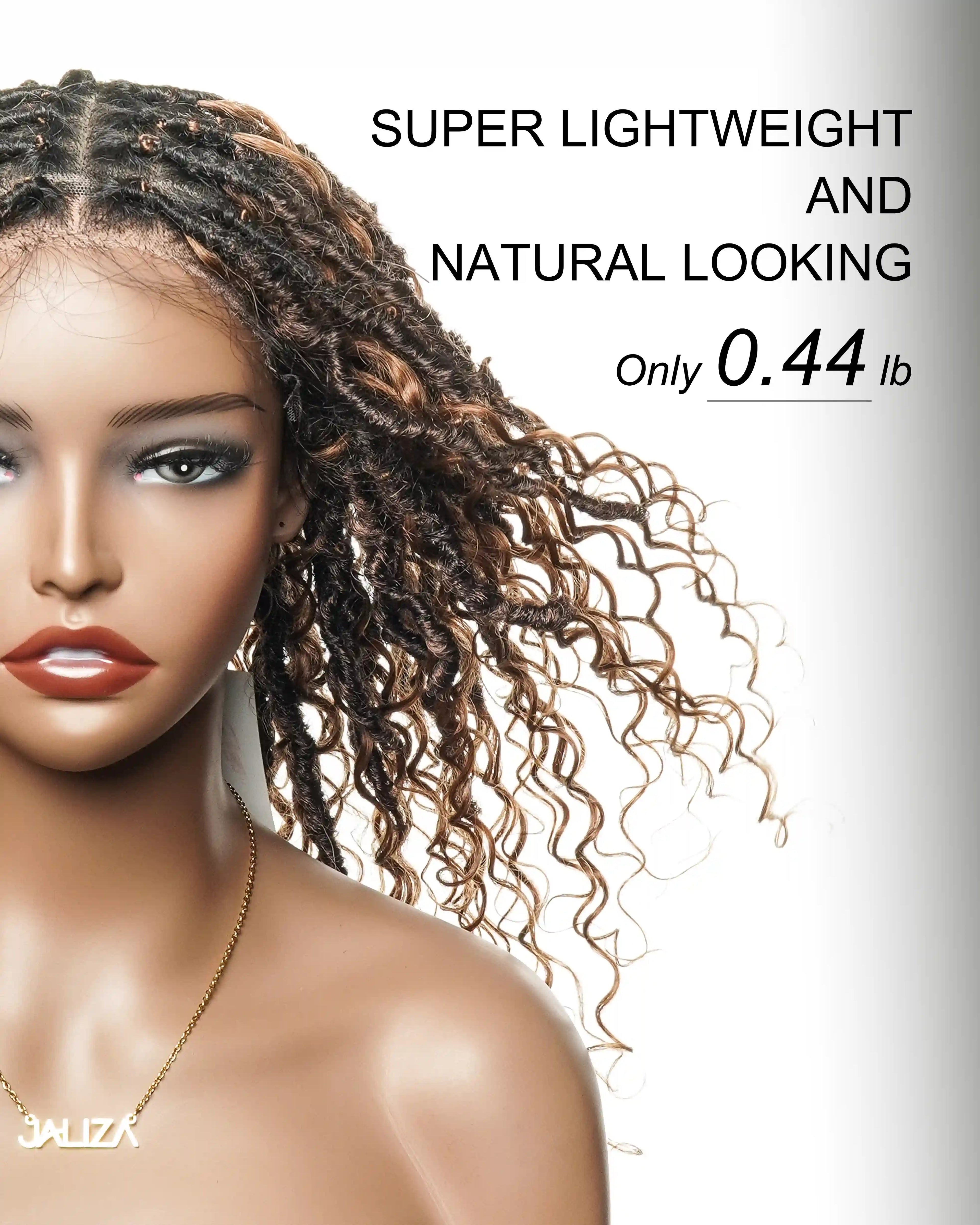 Lola - 16" Pre Bleached HD Full Lace Boho Locs Wig With Human Hair Boho Curls