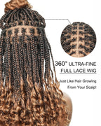 Nina - Short Pre Bleached HD Full Lace Knotless Box Braided Wig With Human Hair Curly Ends