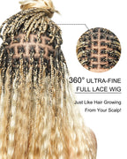 Human Hair Super Boho Color #27/613 Pre Bleached Human Hair Lace Knotless Boho Box Braided Wig Full-dense 100 Strands